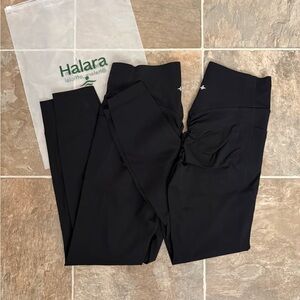 HALARA (2 pair) Sleek Black Leggings 1-Butt lifting 1-regular pair